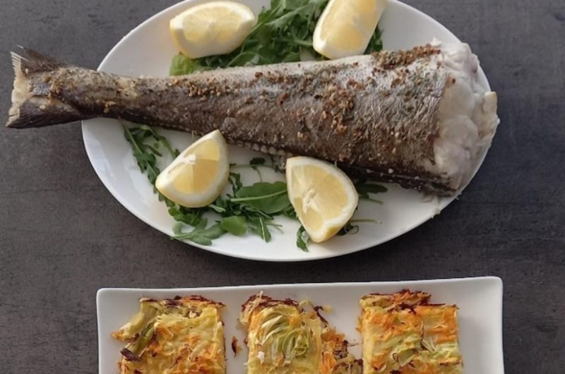 Merluza asada con gratinado vegano –Hake fish roast with vegan gratin